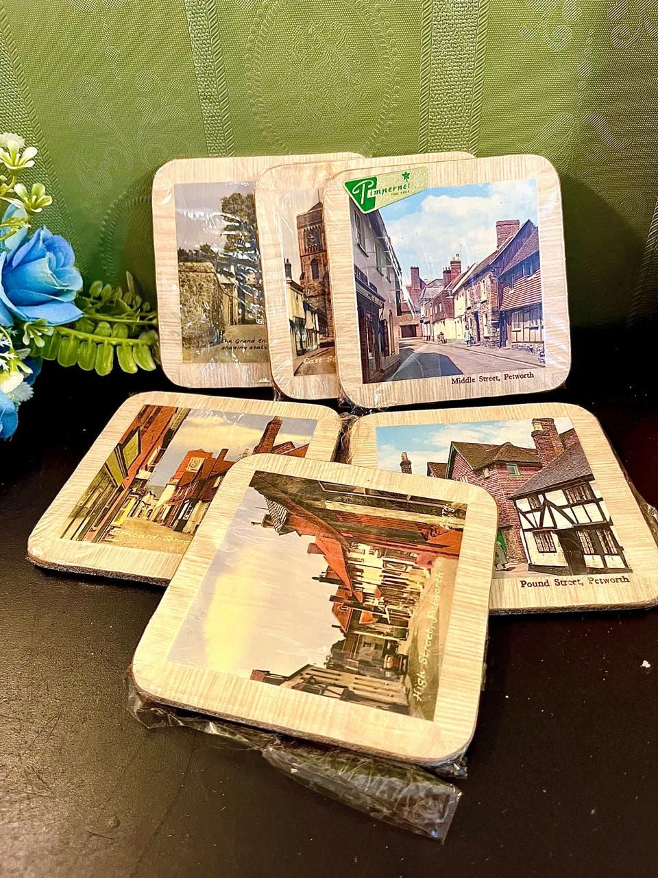 Set of Vintage Petersfield Street Scene Coasters 5 Inch