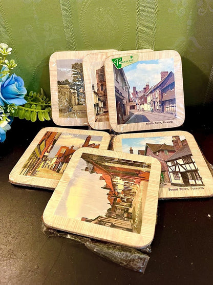 Set of Vintage Petersfield Street Scene Coasters 5 Inch