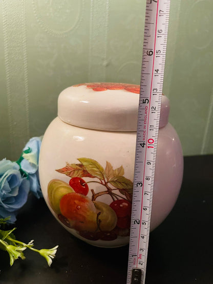 Vintage Fruit Motif Ceramic Ginger Jar with Lid