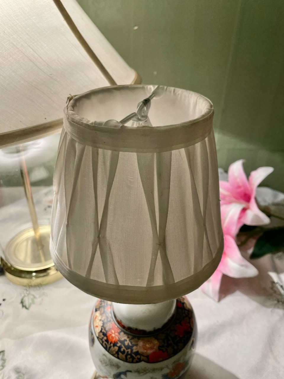 Peacock Floral Ceramic Table Lamp with Shade – Approx. 31 cm