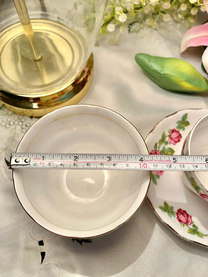 Royal Vale Pink Rose Bone China Trio with Sugar Bowl – 3 Pieces