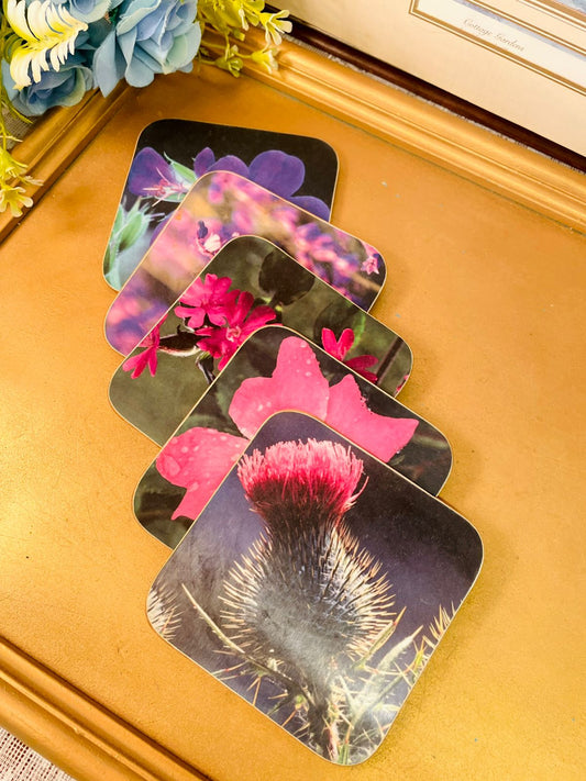 Vintage Castle Melamine Floral Coasters Set of 5