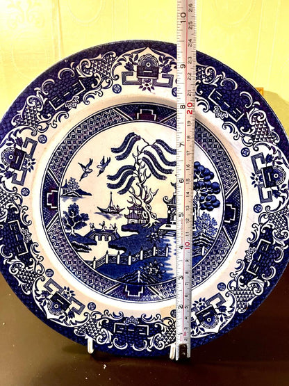 Vintage Blue & White Churchill Blue Willow Decor Plate – 10 Inch