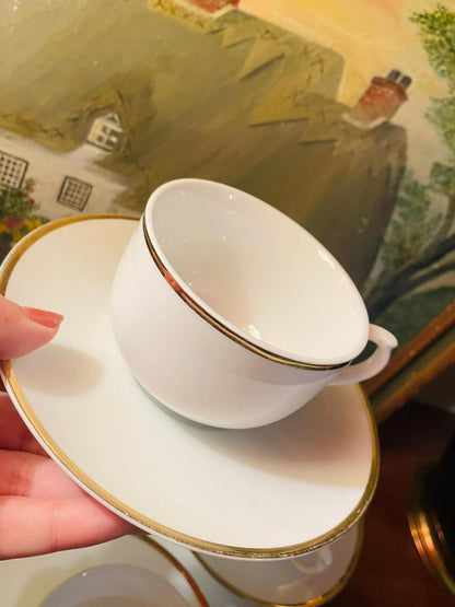 6 Cup Saucers set, Tea Set, (1400/-) White Gold, Germany