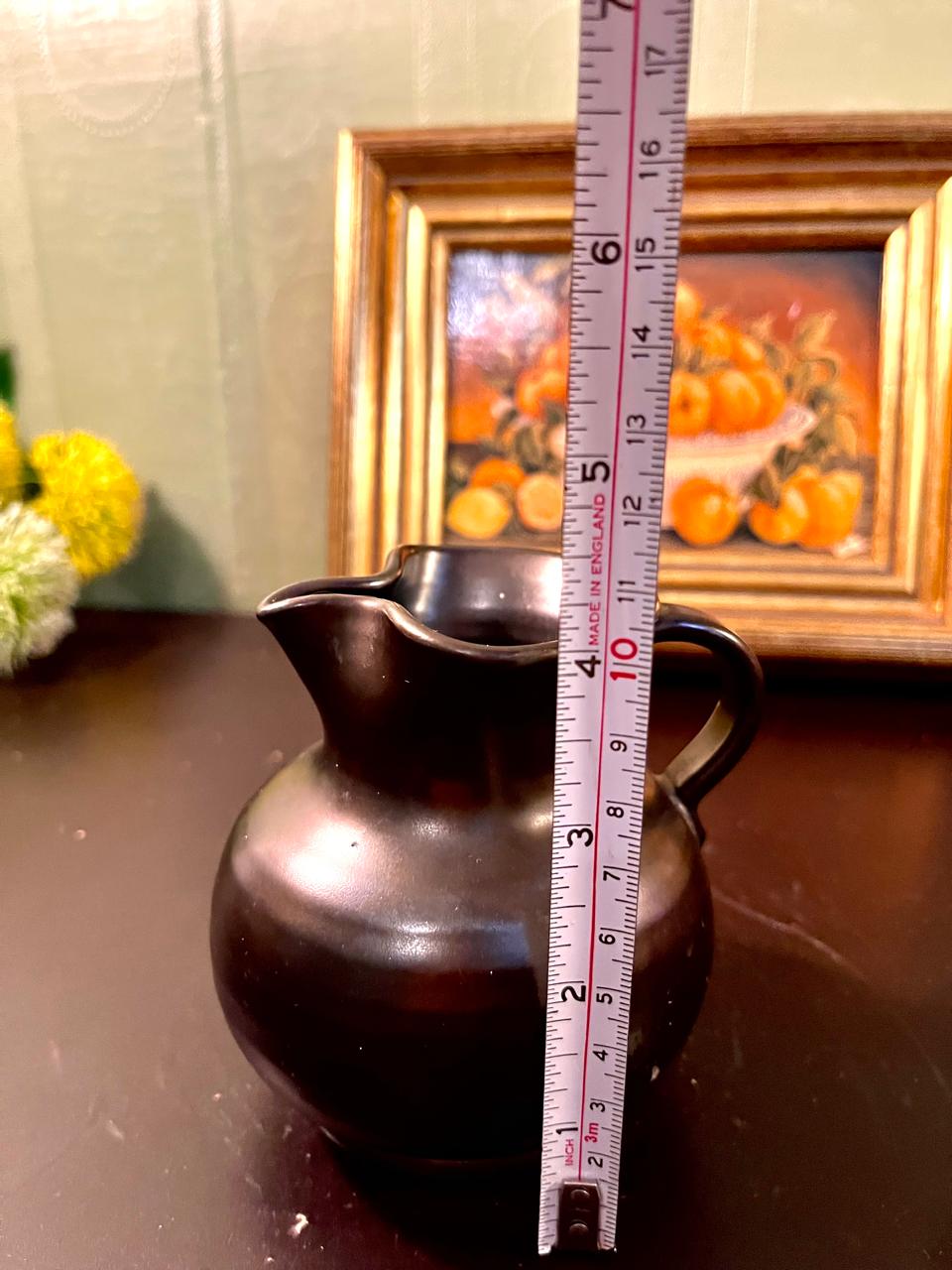 Vintage Black Ceramic Water Pitcher – 4 Inch