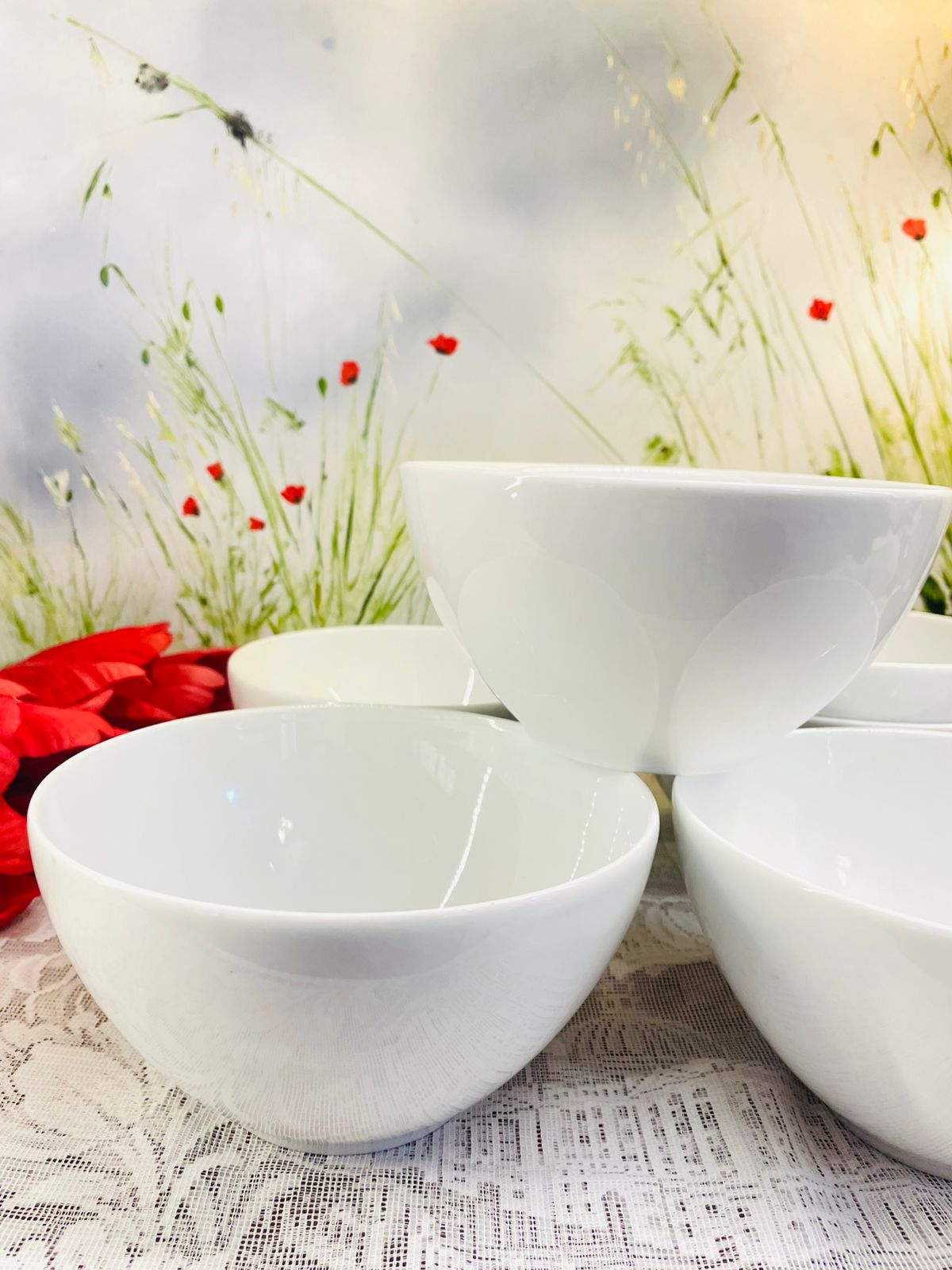 Vintage IKEA 365+ White Ceramic Bowls Set of 6