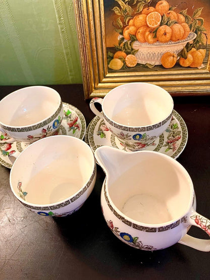 Vintage Floral Chinoiserie Teacup & Saucer Set