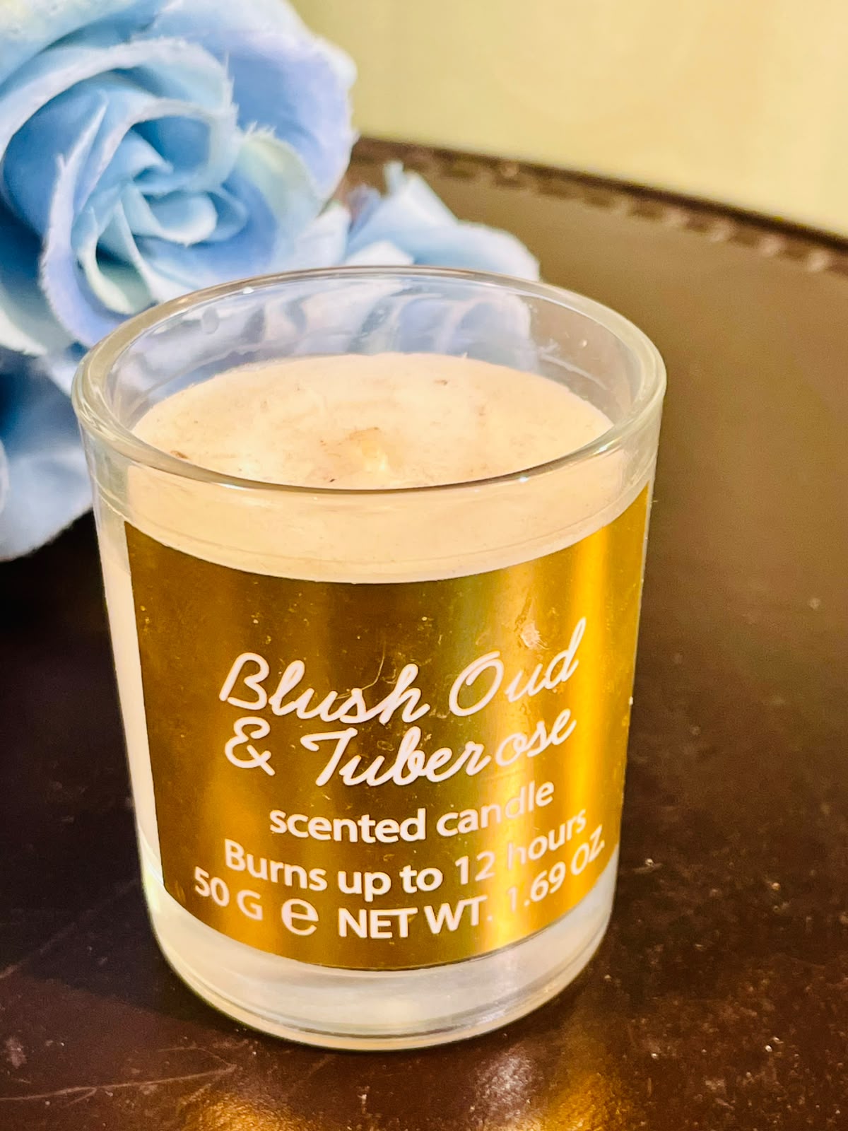 Blush Oud & Tuberose Scented Candle – Glass Jar 8cm