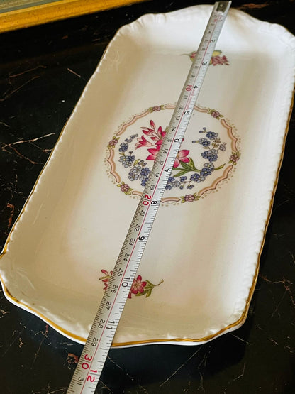 Vintage Coalport Bone China Floral Rectangular Tray – England