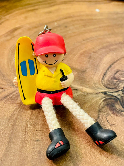 Handmade RNLI Lifeguard Keychain Surf Rescue Figurine