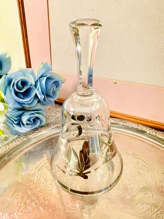 Vintage Etched Crystal Glass Bell – Elegant Display Piece