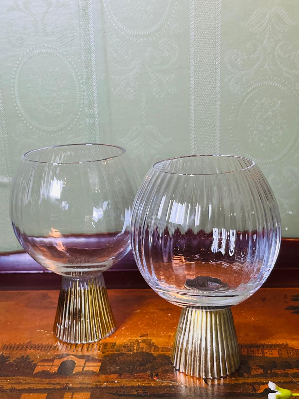 Clear Crystal Pedestal Holders with Gold-Tone Bases – 2 Pieces