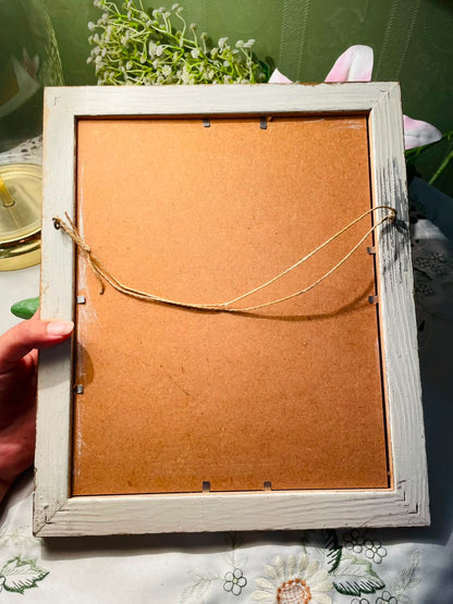 Blue Floral Framed Artwork Gold-Tone Frame Approx. 30 cm