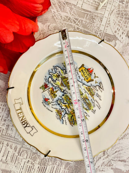 Tenby South Wales Map Decorative Plate 7 inches