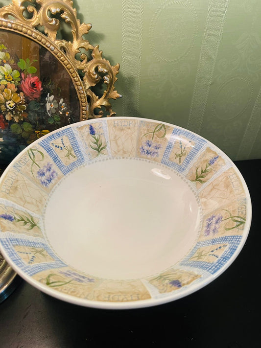 Vintage Hydrangea Floral Serving Bowl 9 Inch