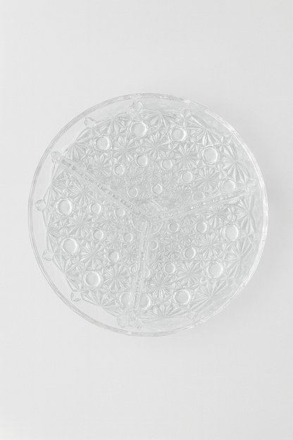 Vintage Glass Daisy Pattern 3-Way Divided Plate Dish – Serving Dish