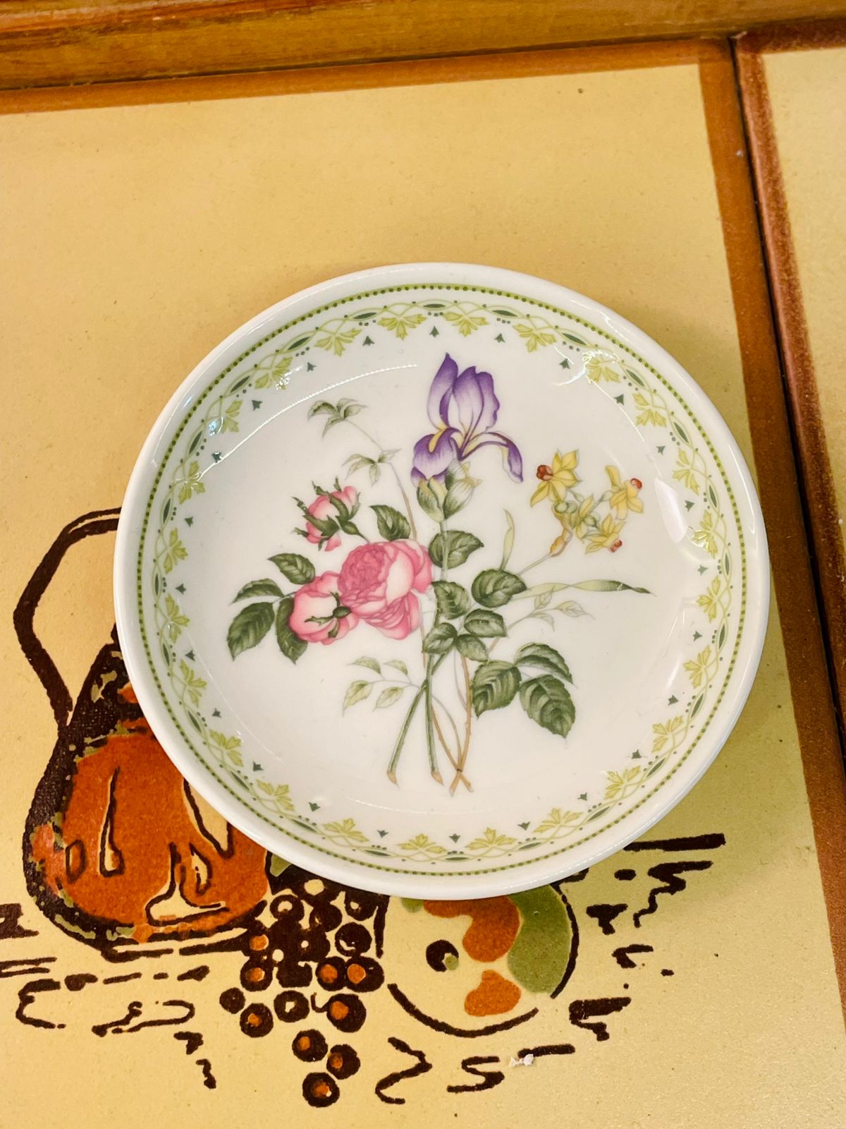 Vintage Floral Bone China Trinket Dish – Mini Jewellery Plate