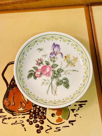 Vintage Floral Bone China Trinket Dish – Mini Jewellery Plate