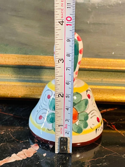 Hand-Painted Italian Ceramic Mini Bell – Colorful Floral Design – 3.5 Inches Tall