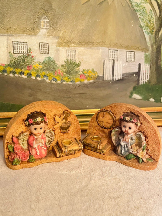 Set of 2 Stoneware Wall Plaques with Dolls – Vintage Wall Décor Pakistan