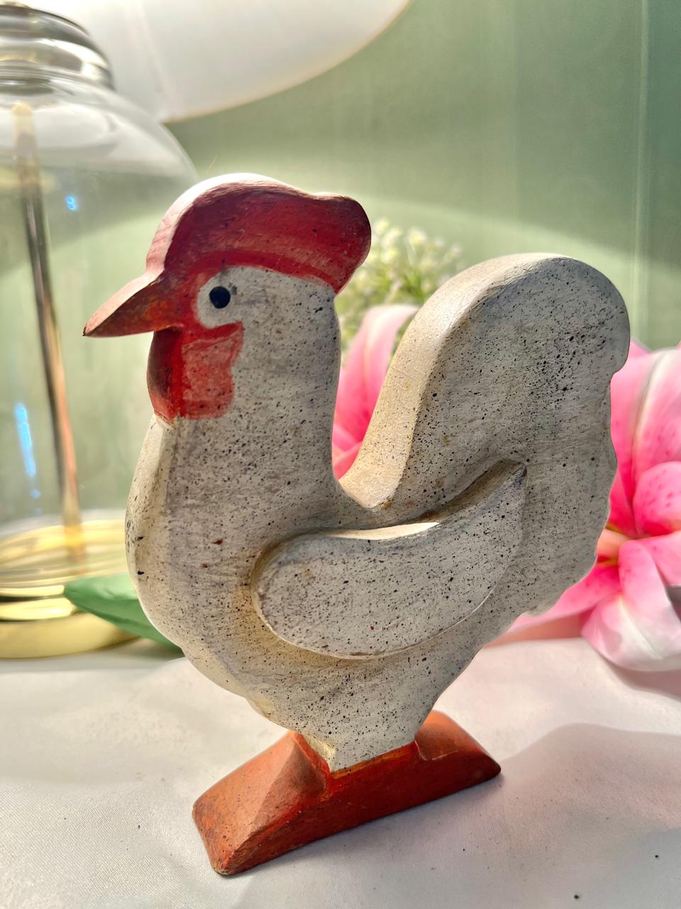 Vintage Rustic Rooster Figurine – Farmhouse Bird Ornament 16 cm