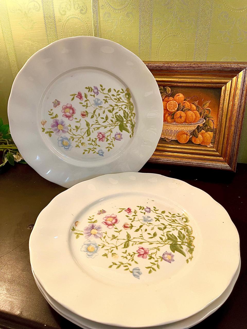 Karolina Poland 10" Floral Dinner Plates Set of 4 Vintage Porcelain