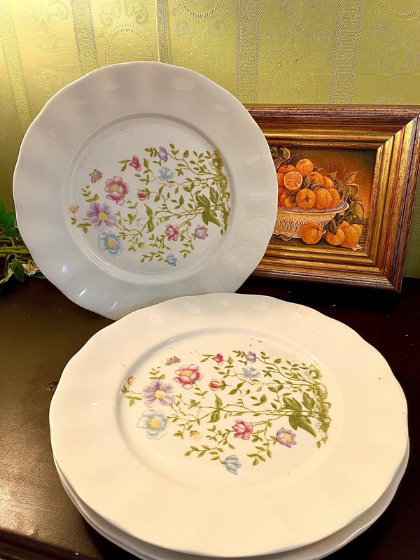 Karolina Poland 10" Floral Dinner Plates Set of 4 Vintage Porcelain