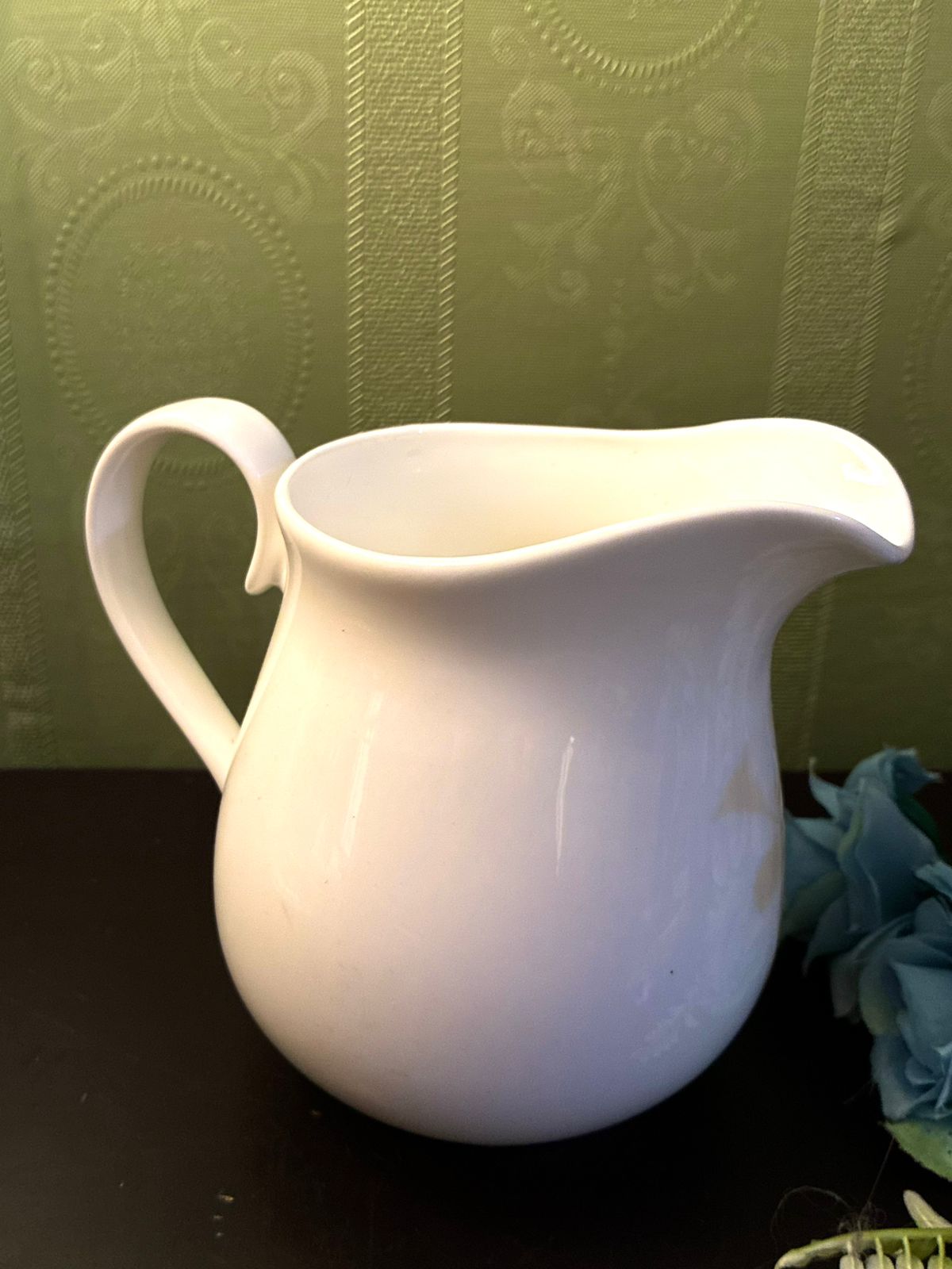 Vintage White Ceramic Milk Jug Classic Cottage Pitcher