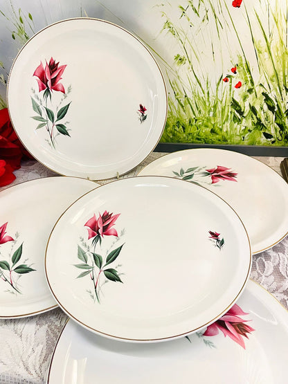 Vintage Alfred Meakin Rose Dinner Plates Set of 5
