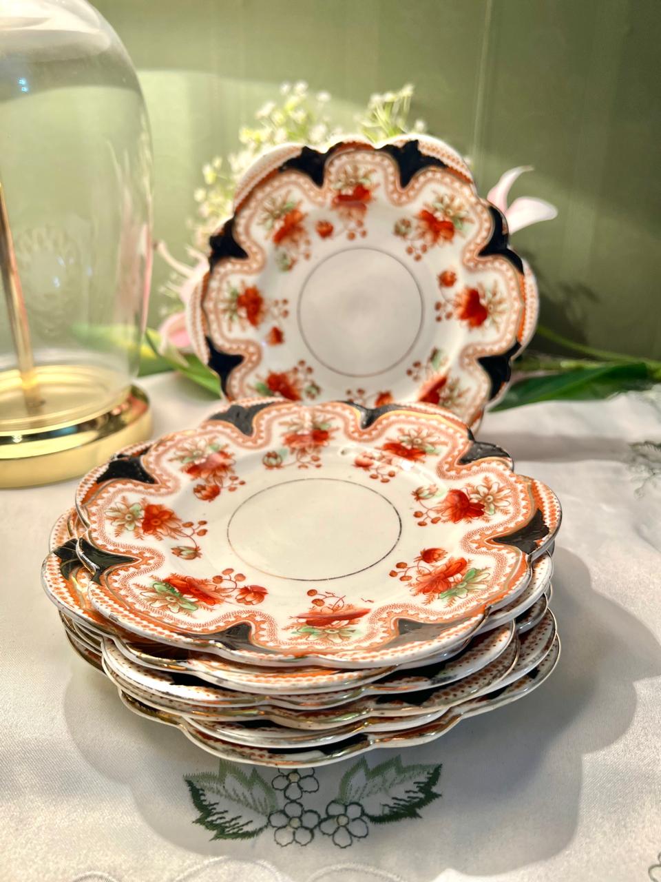 Vintage Floral Scalloped Plates 7 Inch – Set of 6