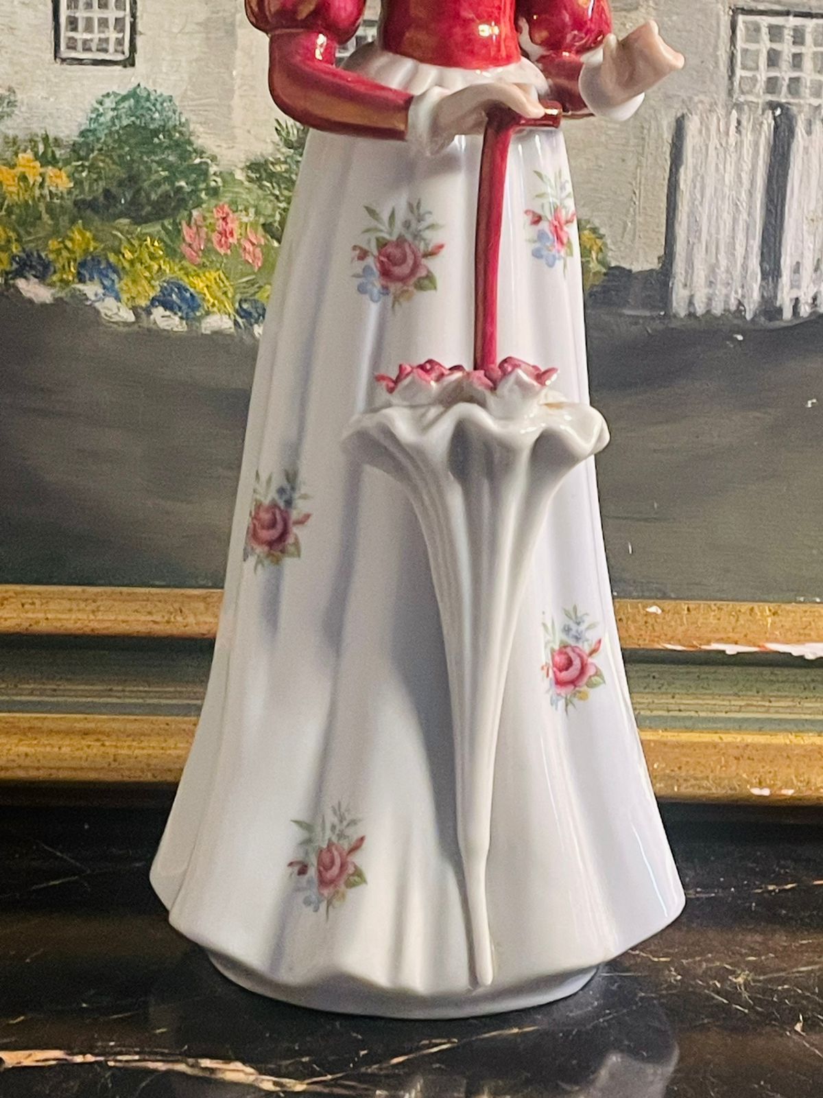 Edwardian Porcelain Figurine – Woman with Umbrella - French Doll