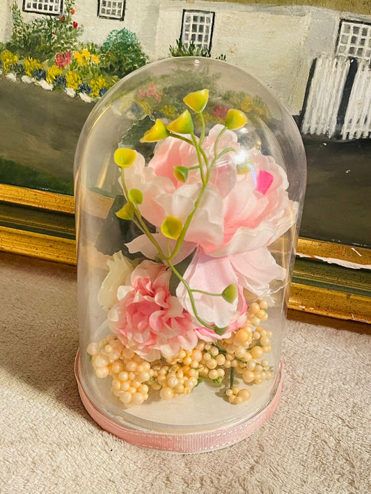 Clear Glass Round Cylinder Flower Dome – Elegant Decorative Display