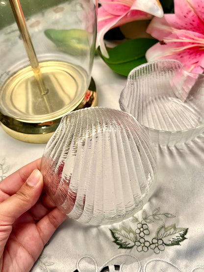 Vintage Shell-Shaped Clear Crystal Bowls – 2 Pieces, 5 Inch