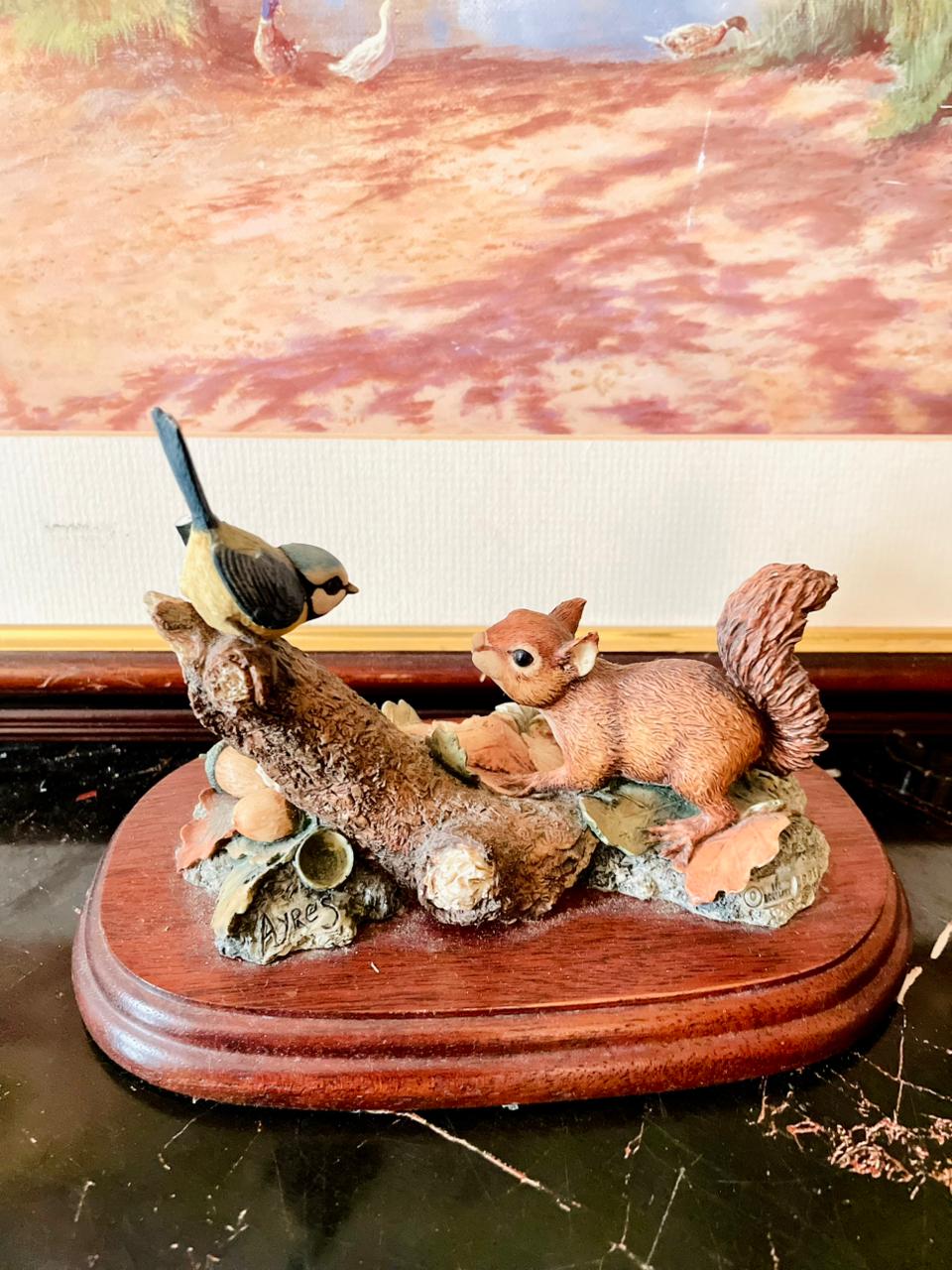 Border Fine Arts Figurine – Baby Squirrel & Blue Tit (1991, Handmade in Scotland)