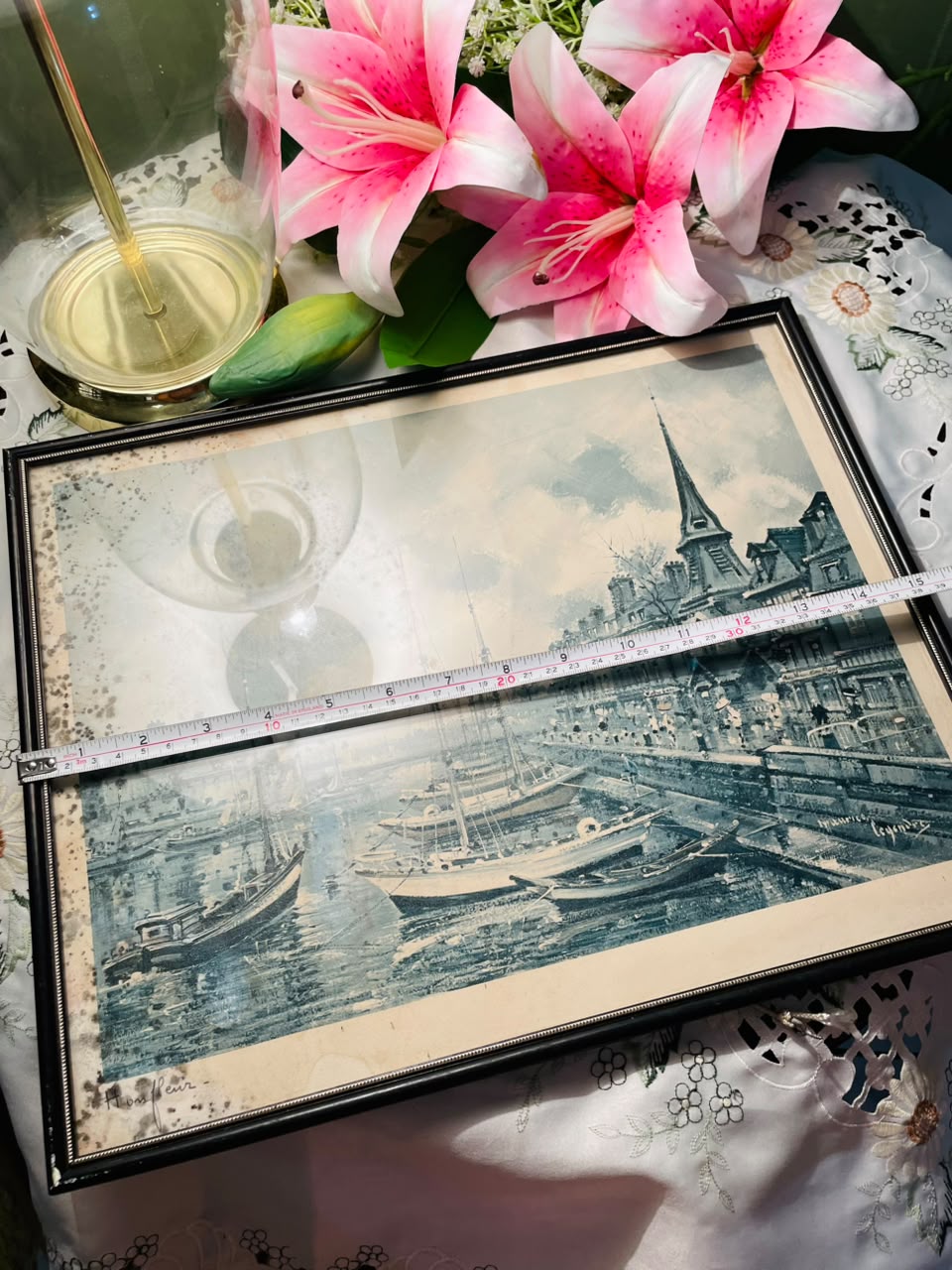 Harbour Scene Framed Print Black Frame Approx. 38 x 31 cm