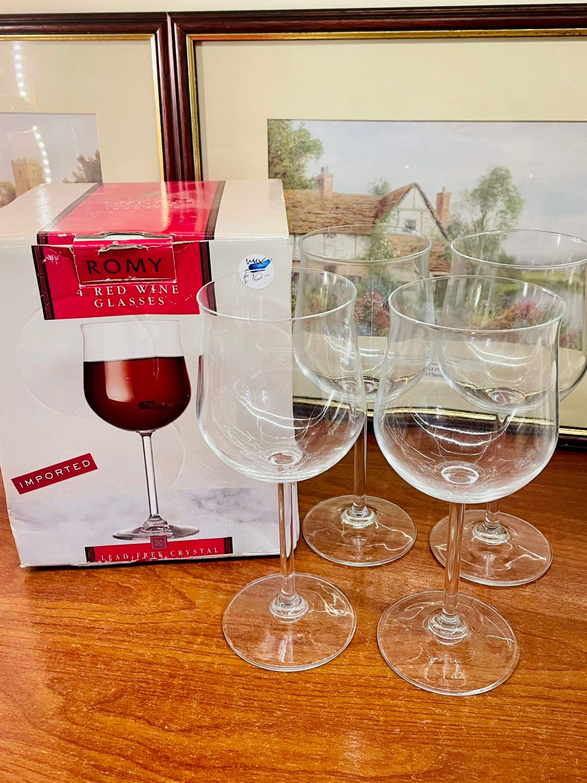 Set of 4, Crystal Serving Stem Glass / Goblets with Box