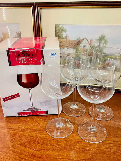 Set of 4, Crystal Serving Stem Glass / Goblets with Box