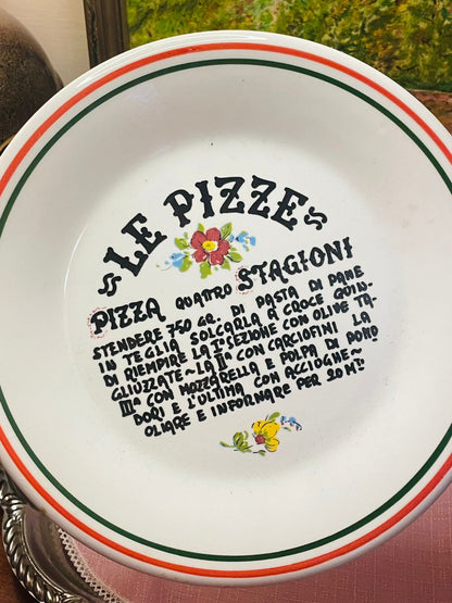 LE PIZZE Serving Plate – Made in Italy – Vintage Retro Ceramic Pizza Platter - Oven Safe