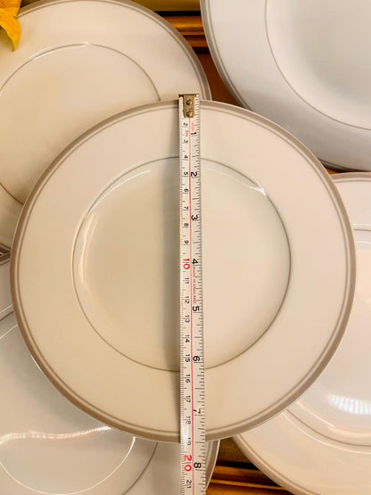 Set of 6 Minimalist Medium Plate Set Classic White Rim