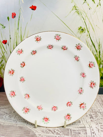 Vintage English Bone China Rose Plates Set of 4