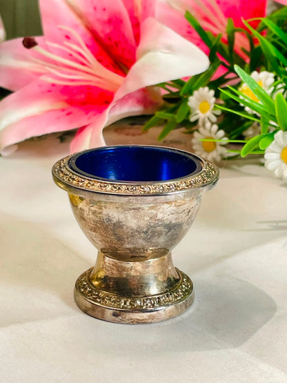 Silver-Tone Egg Cup with Blue Interior – 6 cm
