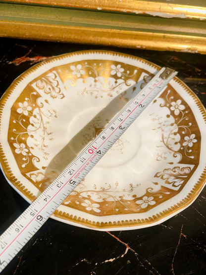 Set of 2 Vintage English Gold Gilded Teacup & Saucer