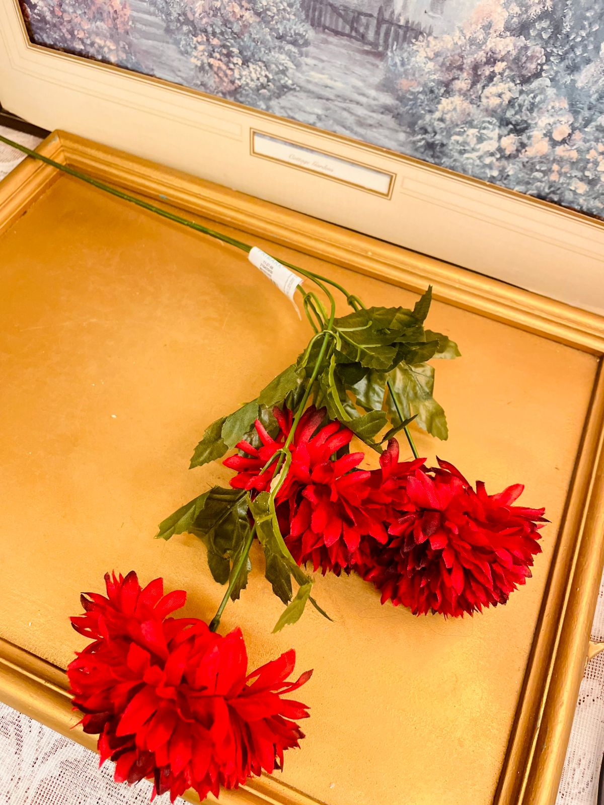 Red Artificial Chrysanthemum Flower Bouquet 24"