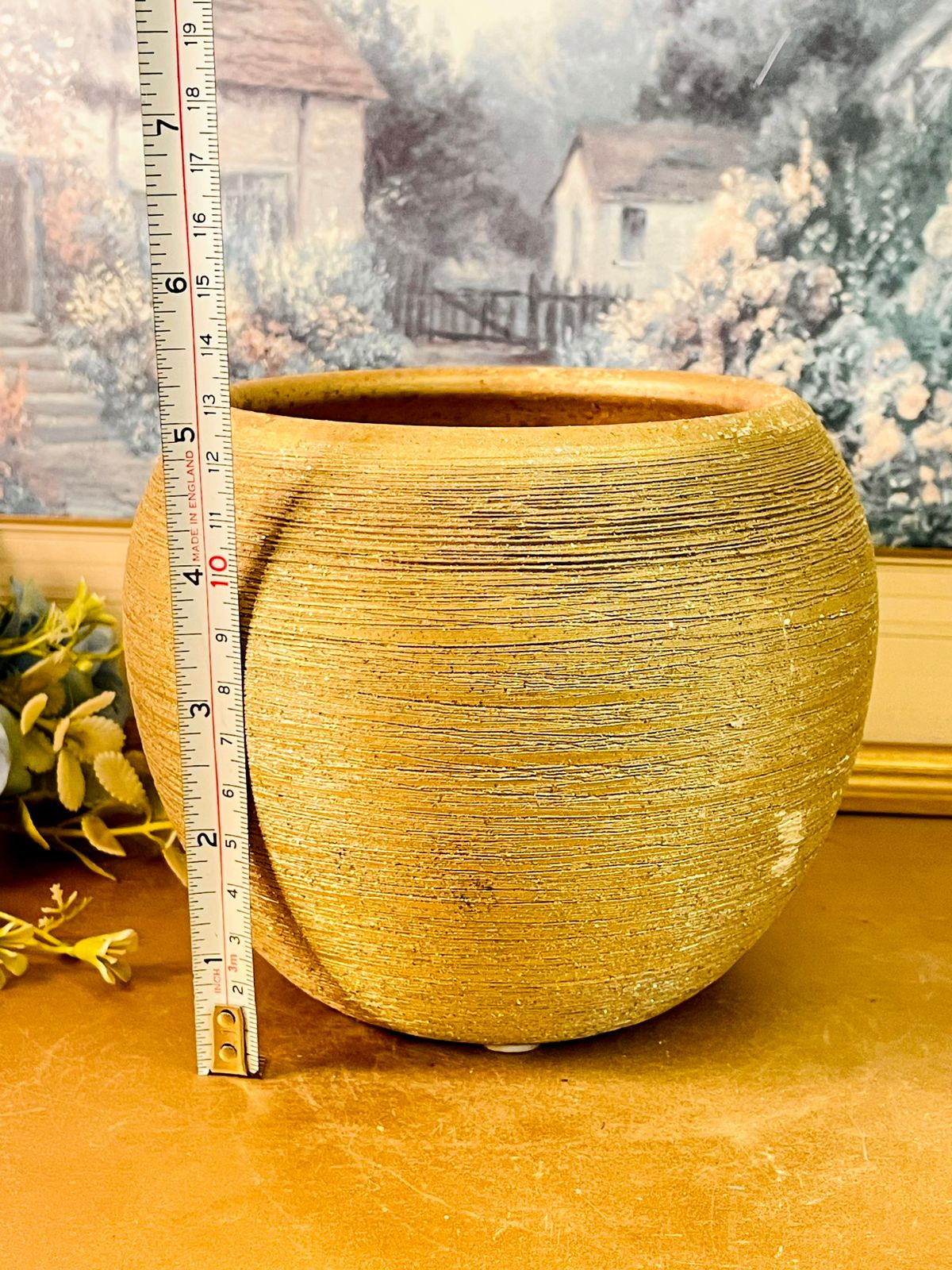 Rustic Textured Ceramic Planter Pot Earth Tone Large
