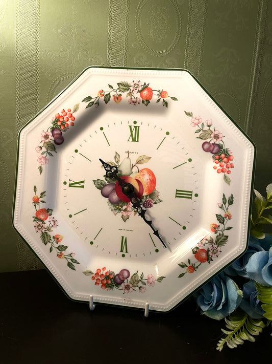 Johnson Bros England Fruit Pattern Wall Clock 10 Inch