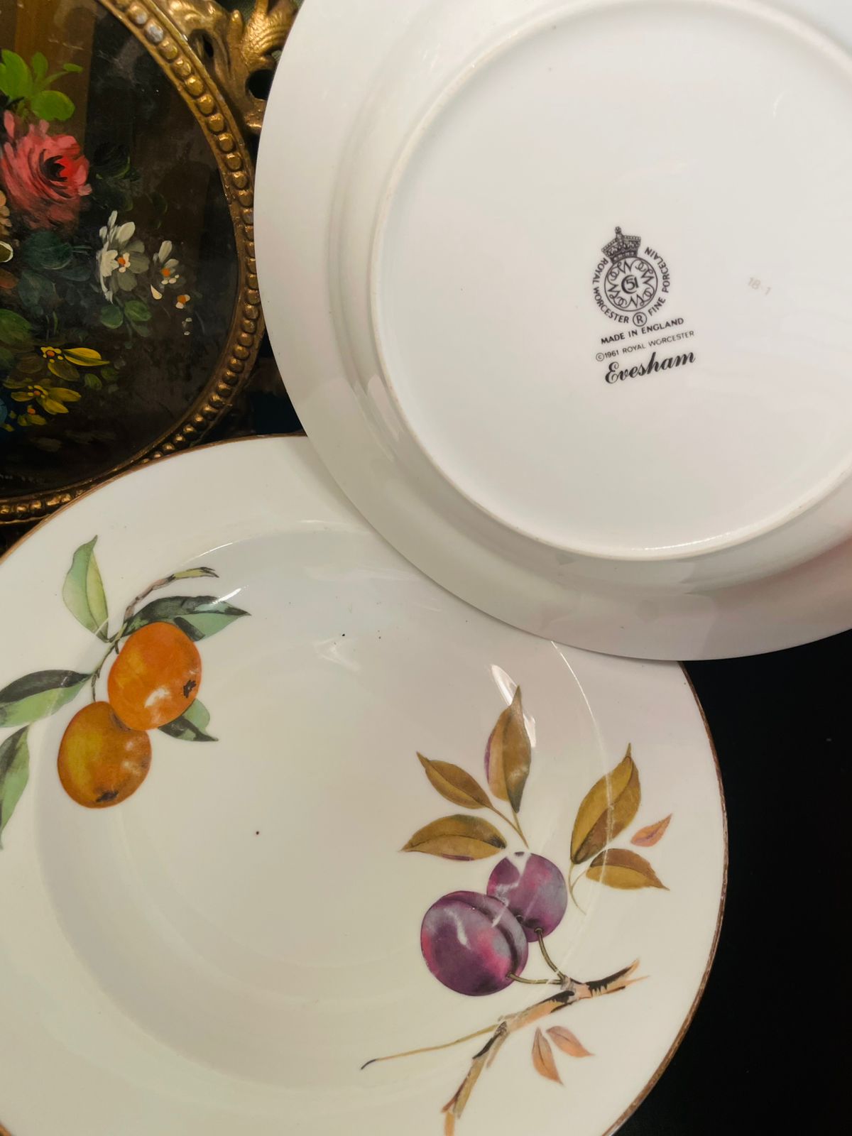 Royal Worcester Evesham Fruit Rimmed Deep Plates Set of 2