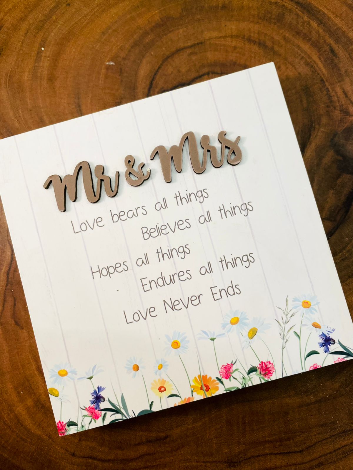 Mr & Mrs Floral Wooden Wall Plaque Sign