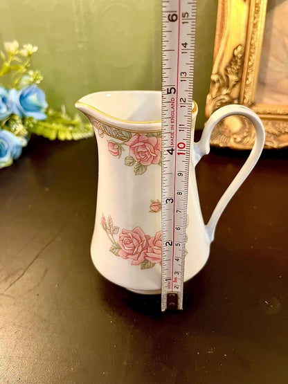 Vintage Pink Rose Porcelain Creamer Jug 5 Inch