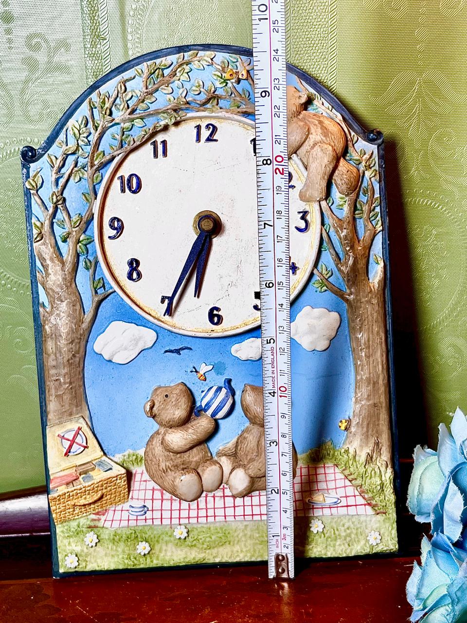 Teddy Bear Picnic Decorative Clock Approx. 9.5 Inch