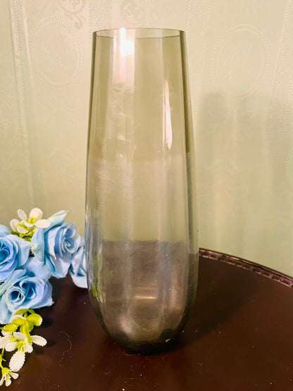 Large Smoke Grey Decorative Crystal Floor Vase – 10 Inch Modern Vase